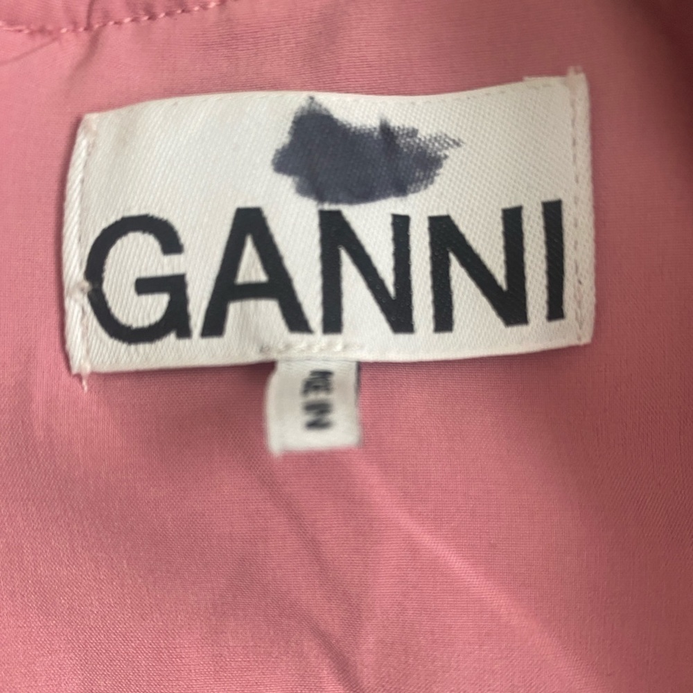 Ganni Stretch Jacquard V Neck Mini Dress Orchid Smoke Puff Sleeve Pink Y2K - Picture 4 of 6